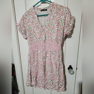 Floral Smocked-Waist Dress